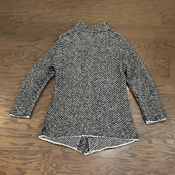 EILEEN FISHER Chunky Black White Snap Close Sweater Cardigan Petite Size Small - Picture 3 of 8